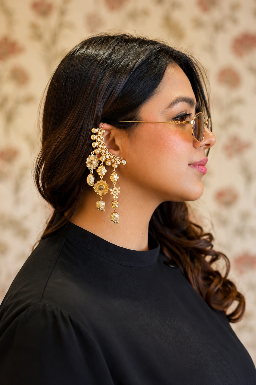 Golden bloom ear cuff