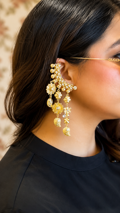 Golden bloom ear cuff