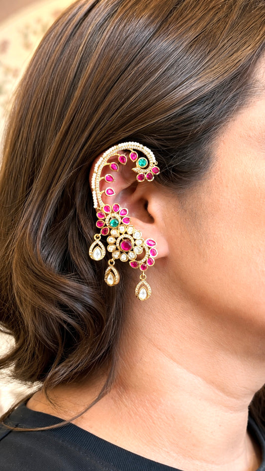 Ruby Kundan Ear cuffs