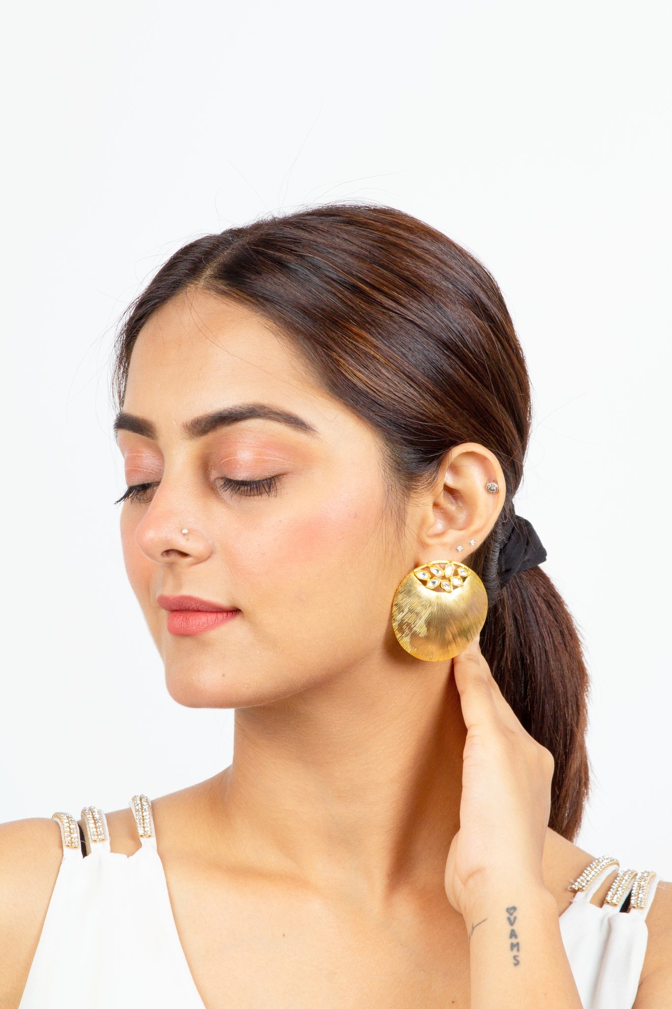 Circular Shaped Golden Earrings