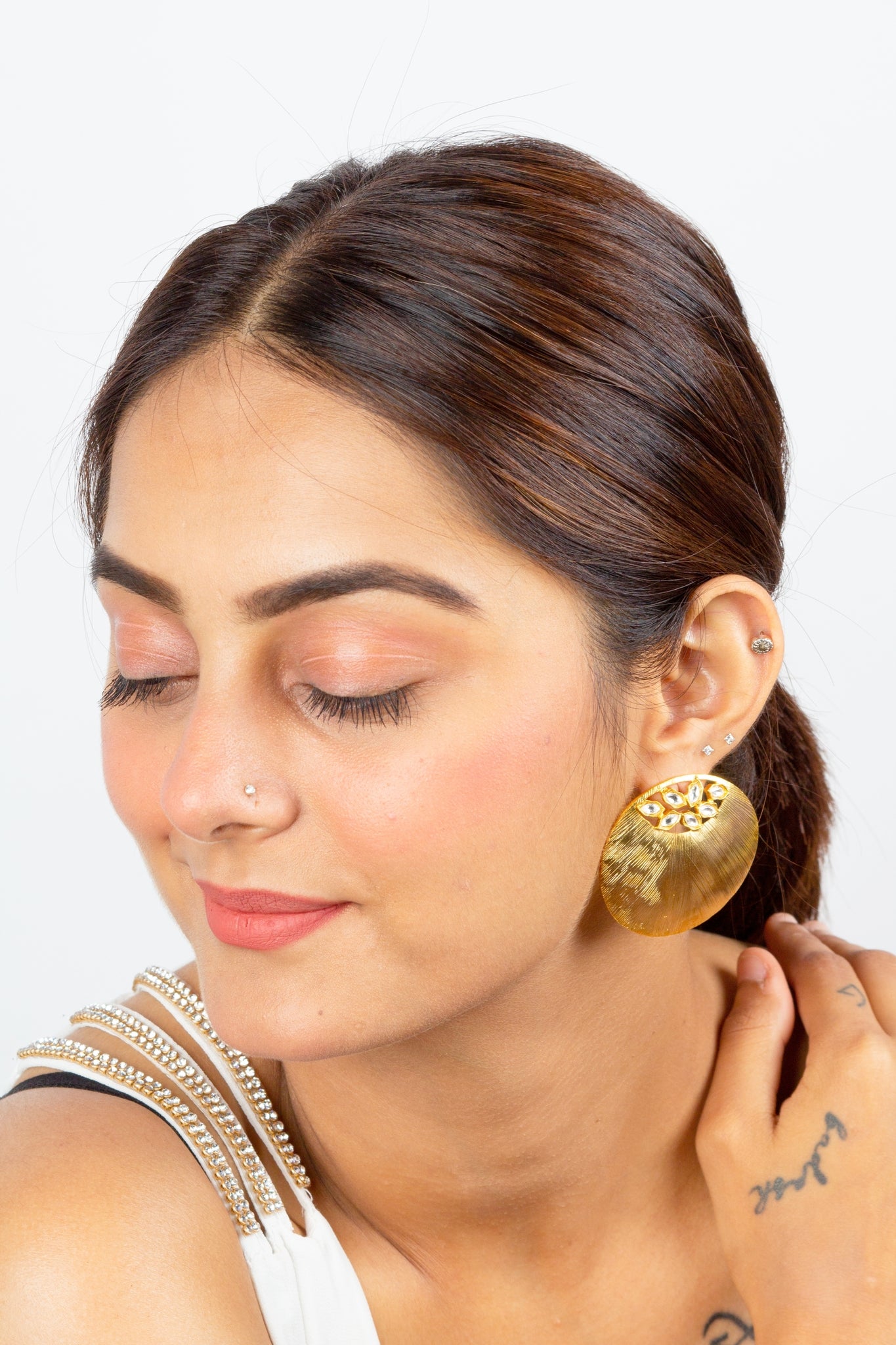 Circular Shaped Golden Earrings