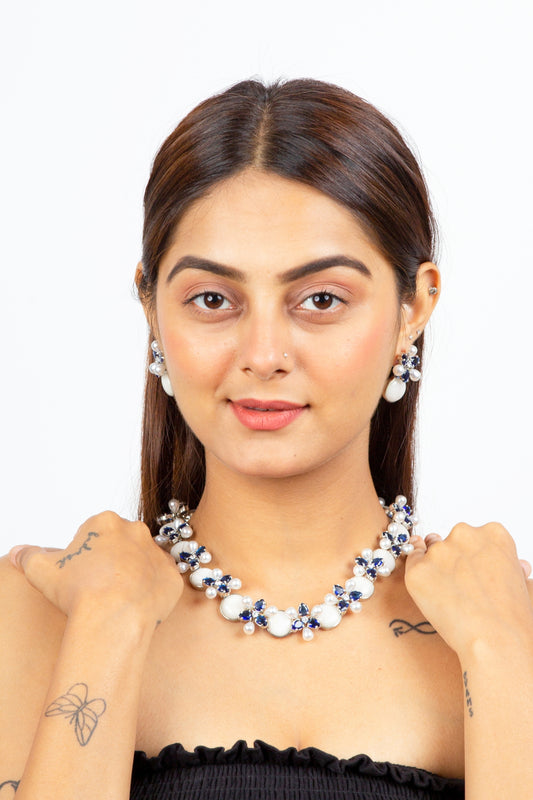 Blue Pearl Necklace Set