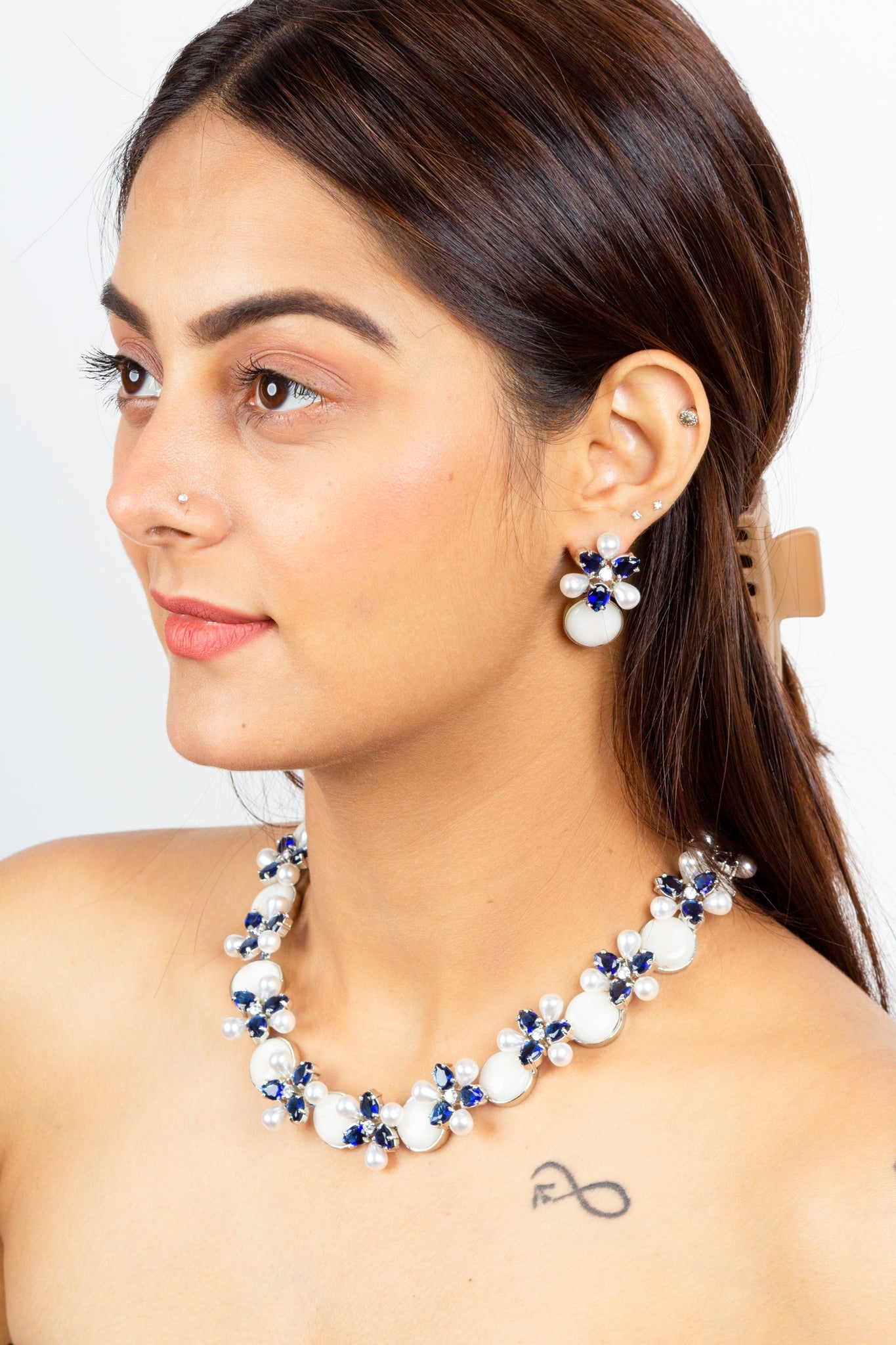 Blue Pearl Necklace Set