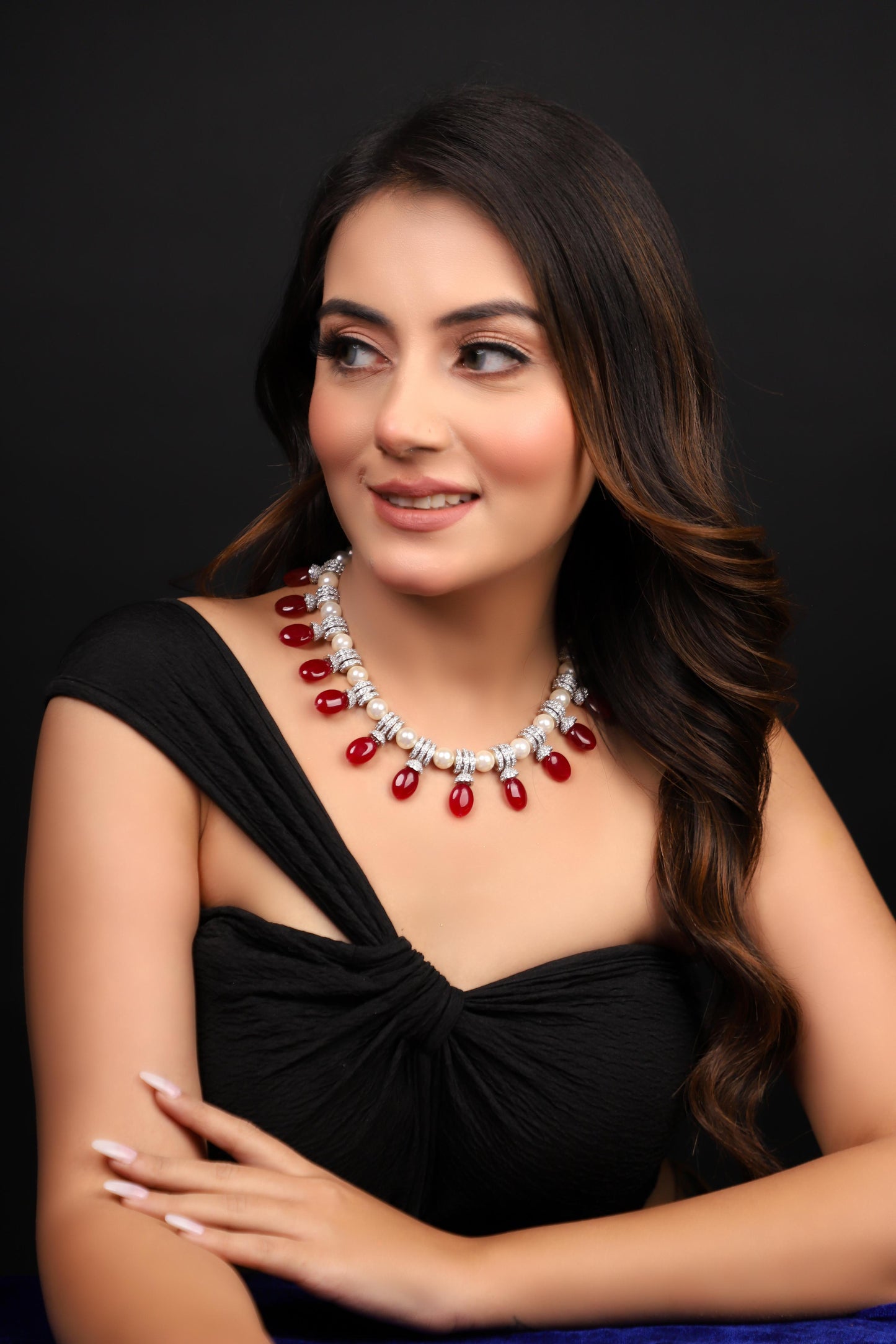 Red American Diamond Set