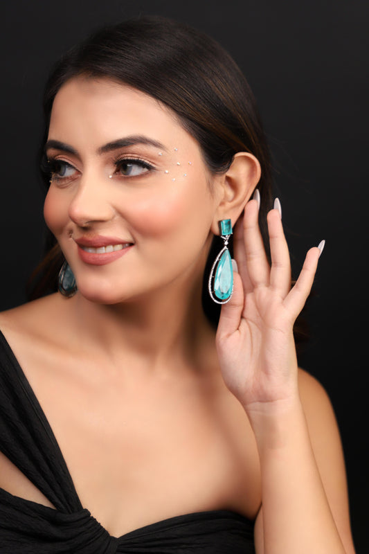 Aqua Doublet Stone Earrings