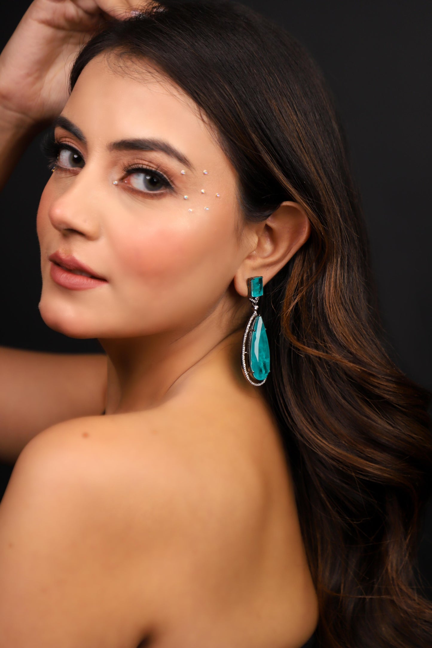 Aqua Doublet Stone Earrings