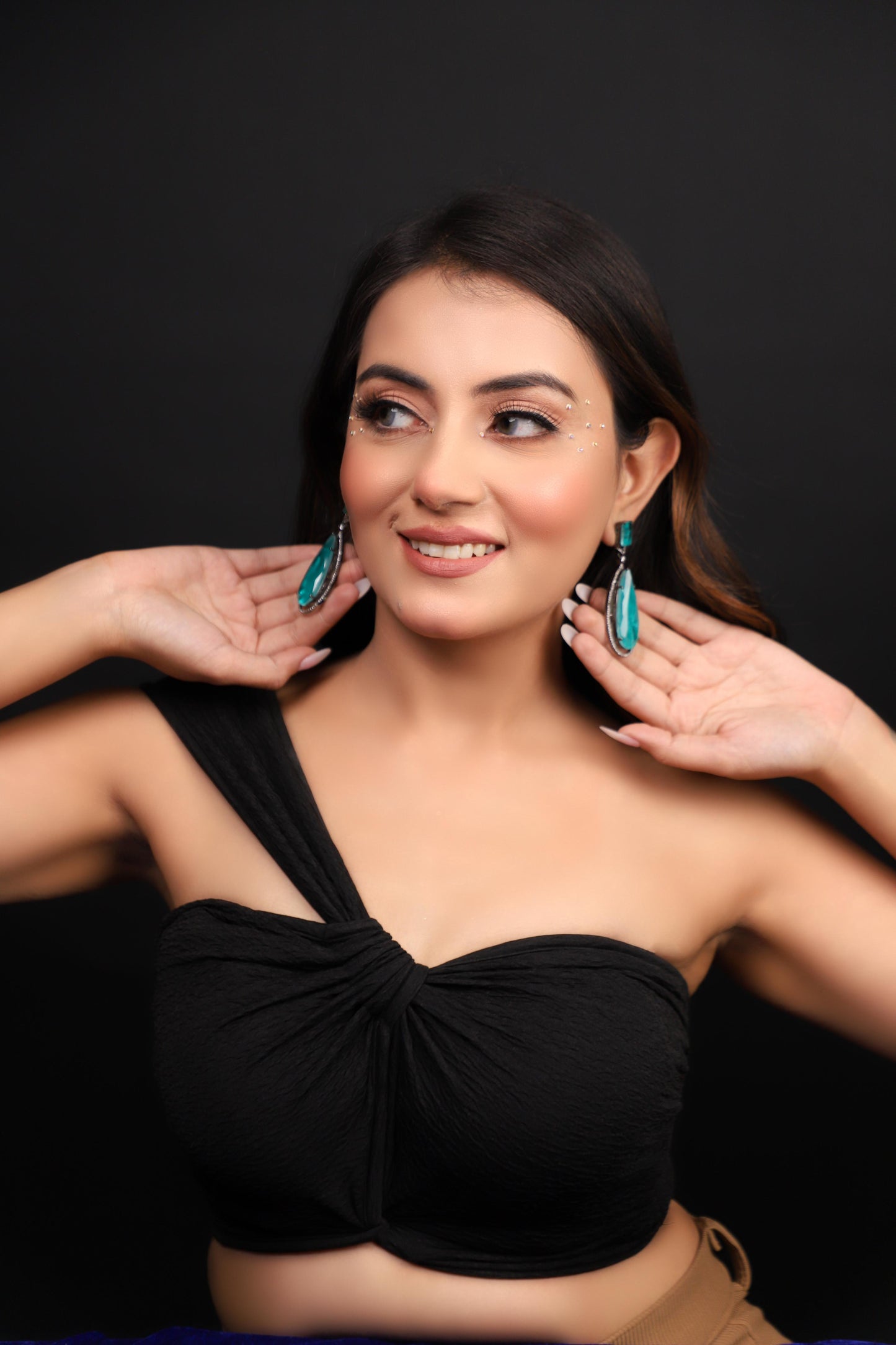 Aqua Doublet Stone Earrings