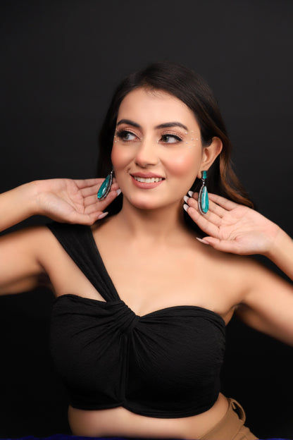 Aqua Doublet Stone Earrings