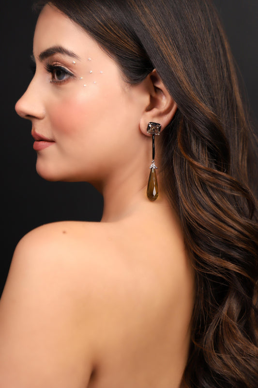 Brown crystal earrings