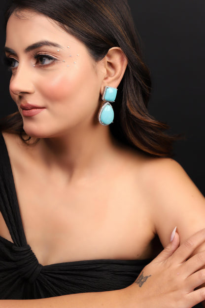 Aqua blue stone danglers