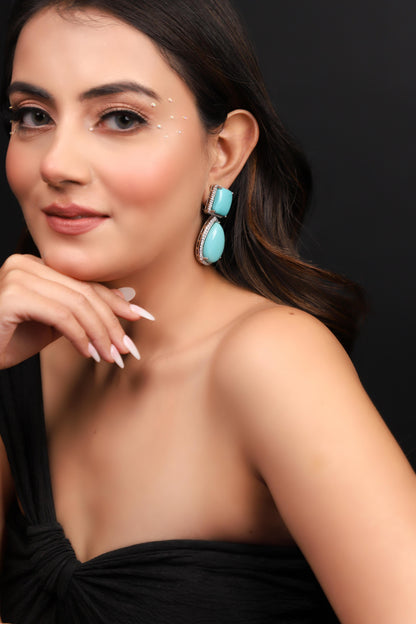 Aqua blue stone danglers