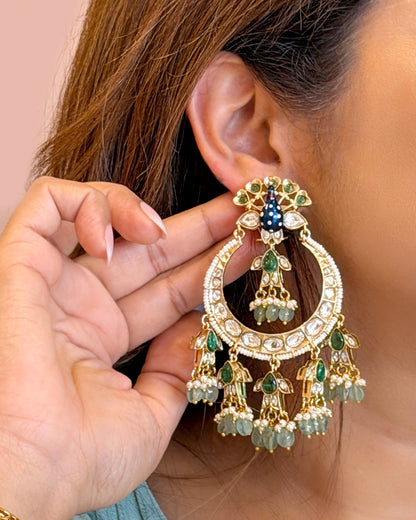 Peacock kundan chandalis
