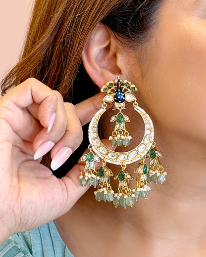 Peacock kundan chandalis