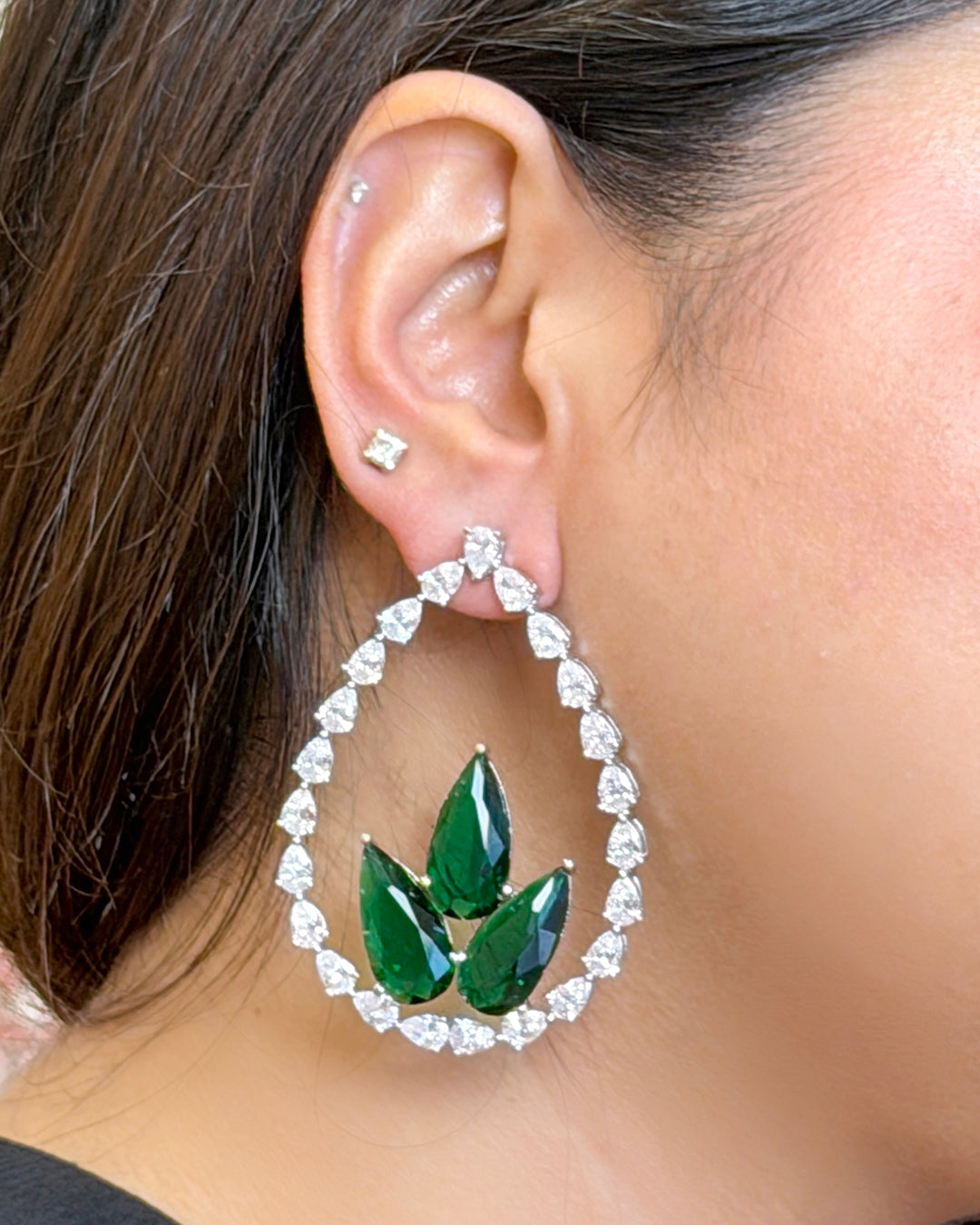 American Diamond Leaf Danglers