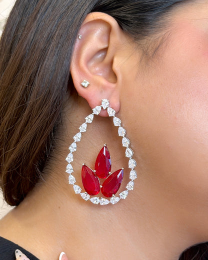 American Diamond Leaf Danglers