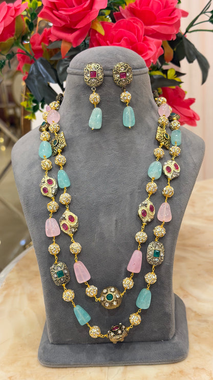 Two layer multi colored bead set