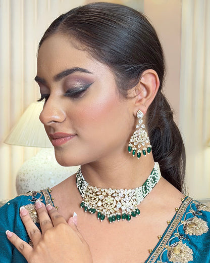 Chained Choker with Emerald Drops