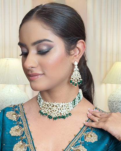 Chained Choker with Emerald Drops