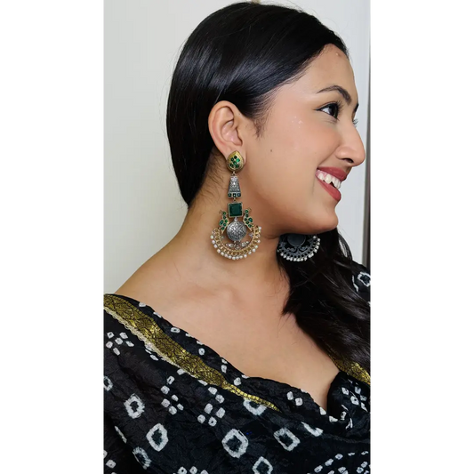 Green Panchi Oxidized Earrings