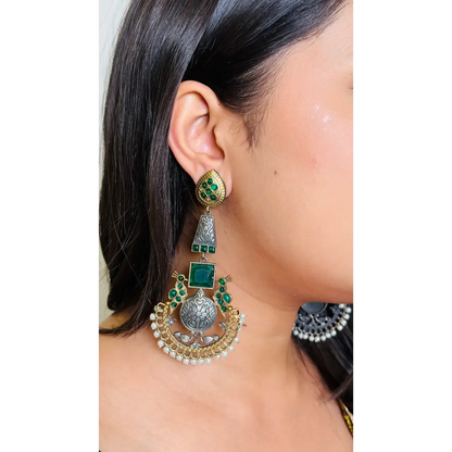 Green Panchi Oxidized Earrings