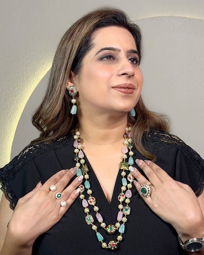 Two layer multi colored bead set