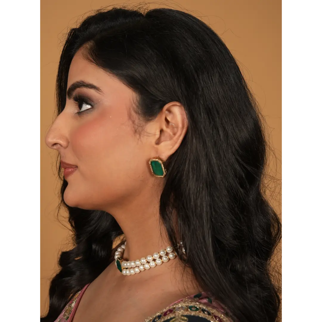 Green Emerald Pearl Choker