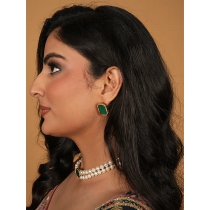 Green Emerald Pearl Choker