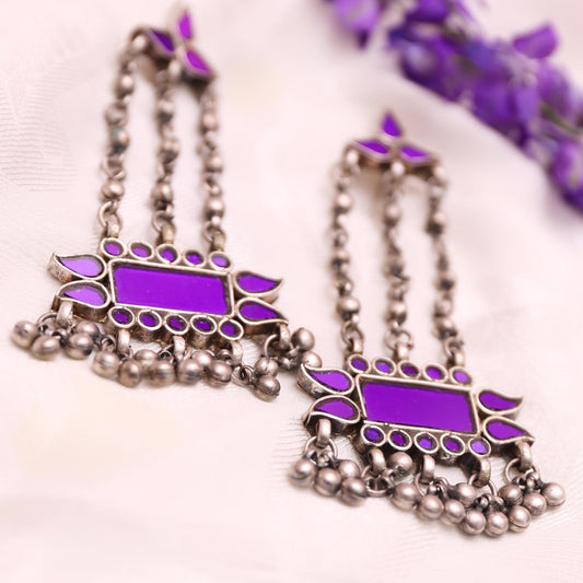 Purple glass earrings