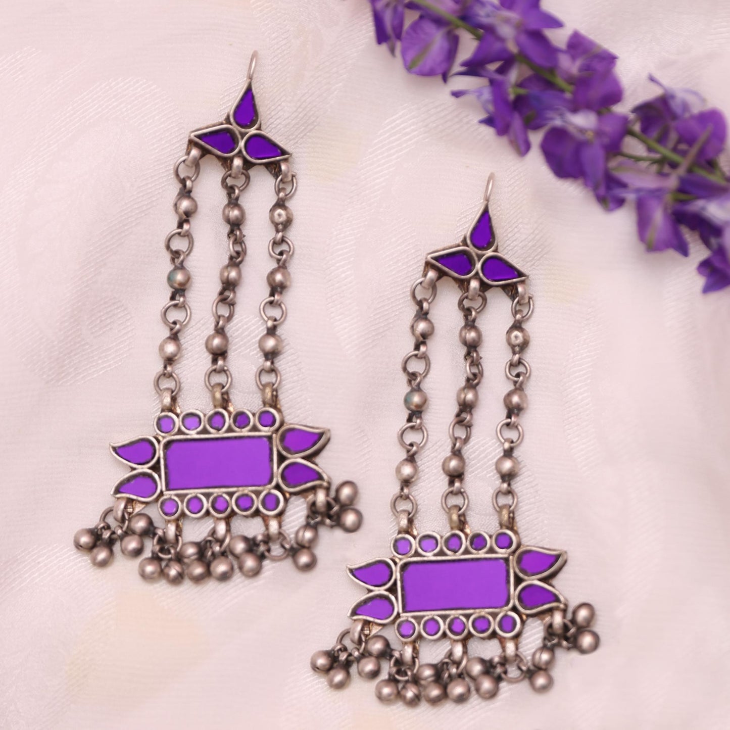 Purple glass earrings