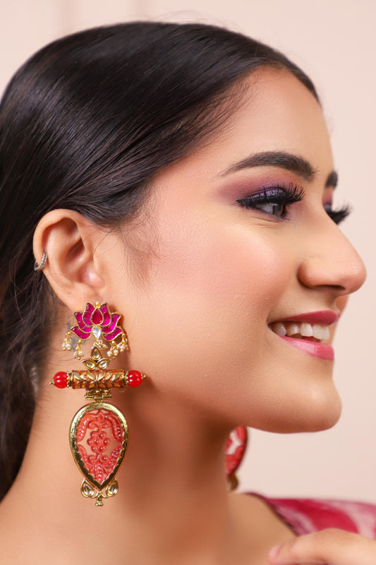 Red Lotus Pachi Kundan Jhumka