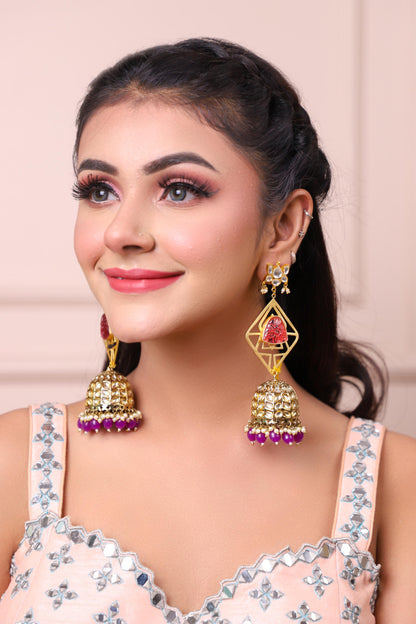 Long Kundan Jhumkis