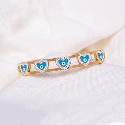 Diamond Heart Evil Eye Bracelet