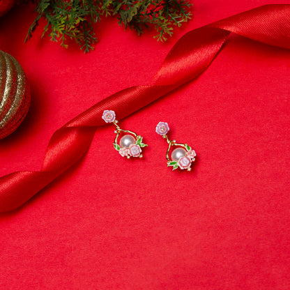 Pink Flower Earrings