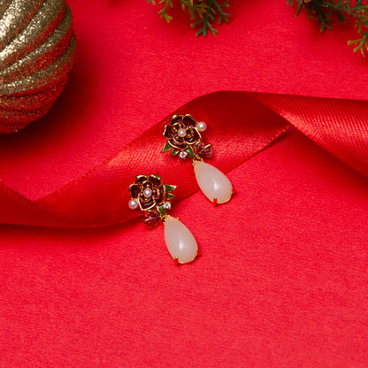 Red flower Earrings