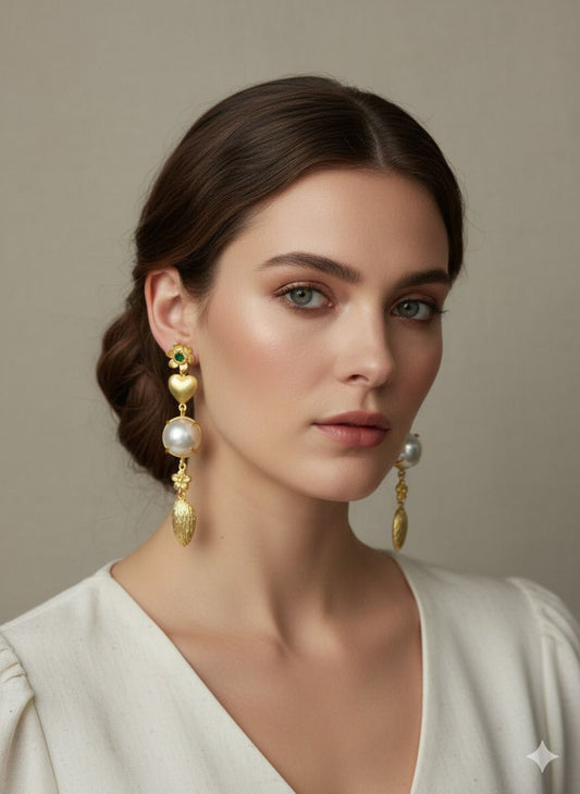 Gold plated pearl danglers