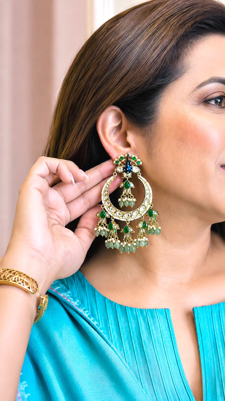 Peacock kundan chandalis