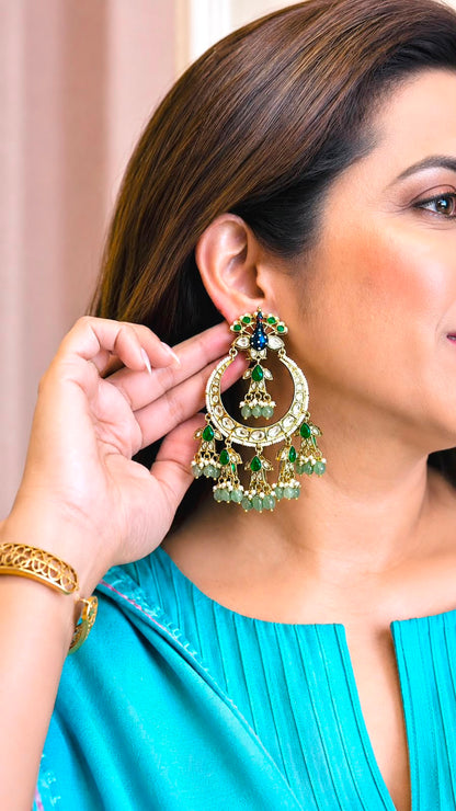 Peacock kundan chandalis