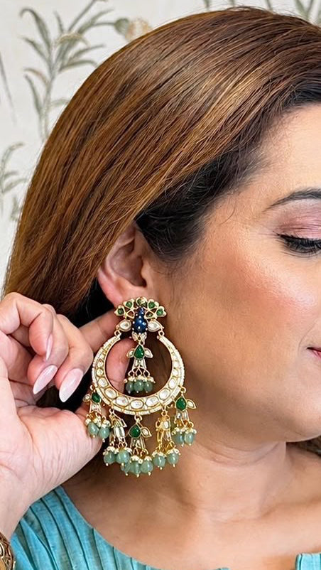 Peacock kundan chandalis
