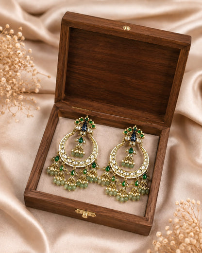 Peacock kundan chandalis
