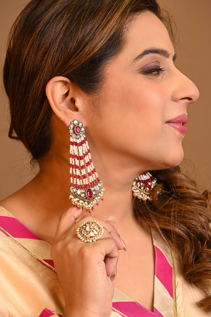 Heritage Kundan Pearl Danglers