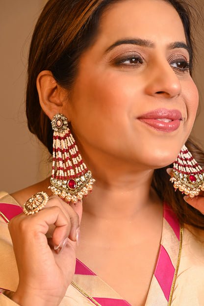 Heritage Kundan Pearl Danglers
