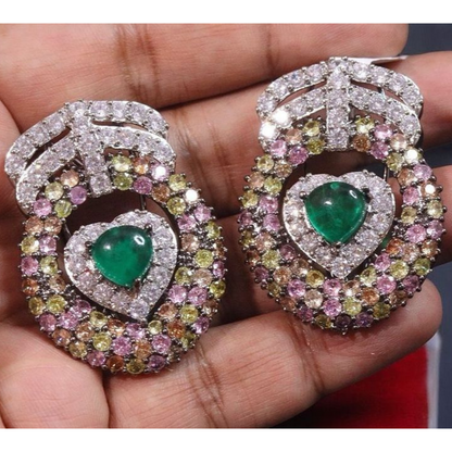 Heart Shaped American Diamond Earrings